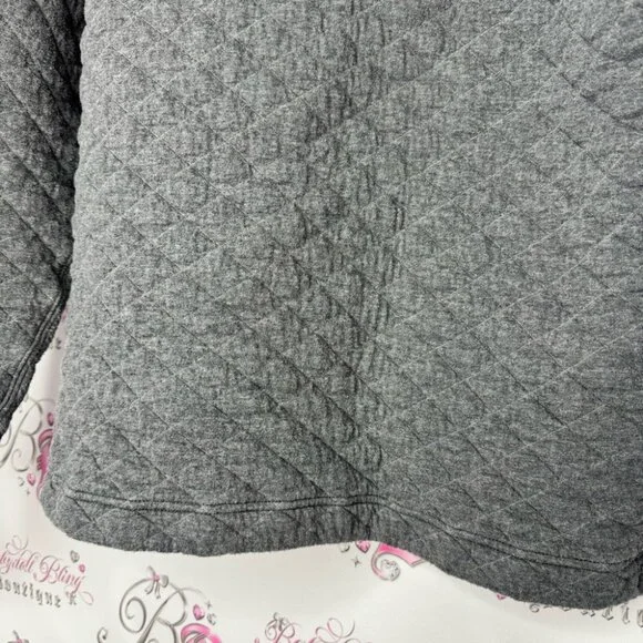 Eddie Bauer jacket pull over quilted sweater grey logos comfy thick warm quilt - Picture 9 of 10